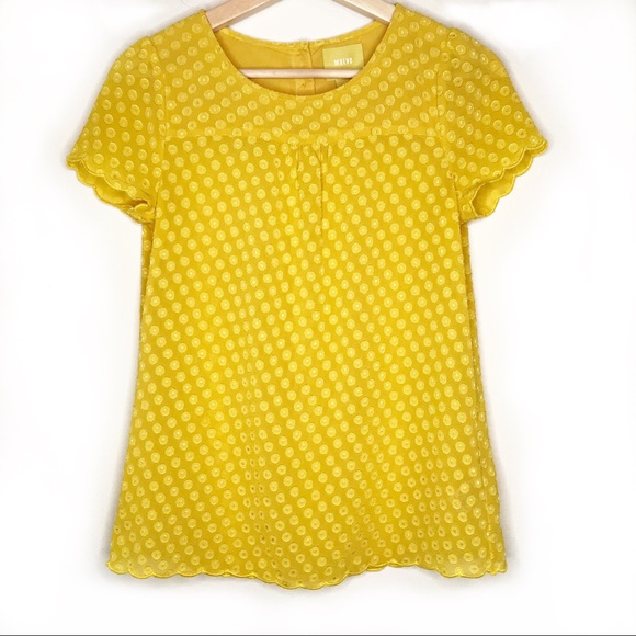 Anthropologie Tops - Anthropologie Maeve Solid Scalloped Blouse